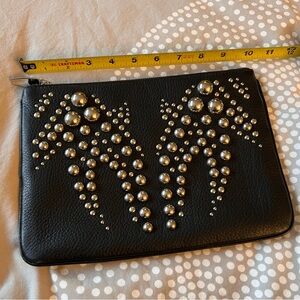 Alexander wang black leather studded clutch